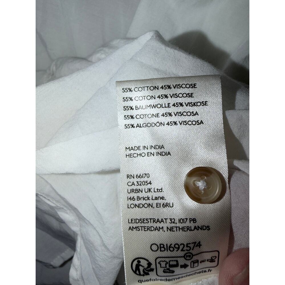 Pilcro white cotton viscose blend peasant blouse top button medium cottagecore - Picture 7 of 7